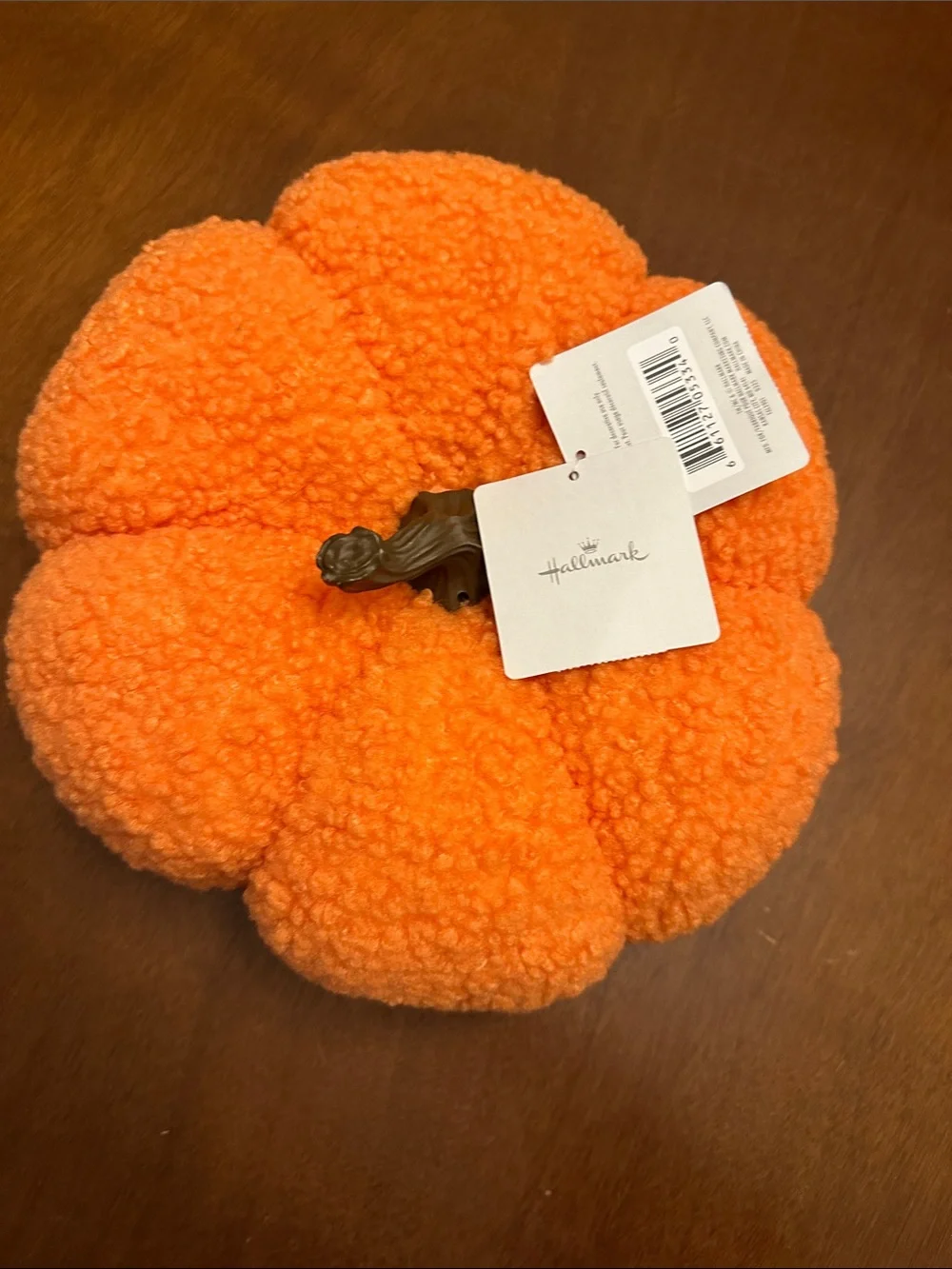 Hallmark Orange Sherpa Plush Pumpkin with Resin Stem